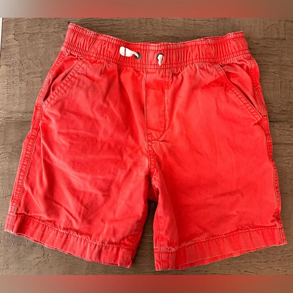 KIDS Hanna Andersson Sunny Red Woven Cotton Canvas Shorts - SIZE 6